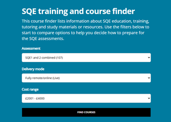 Text fields to search the SQE providers